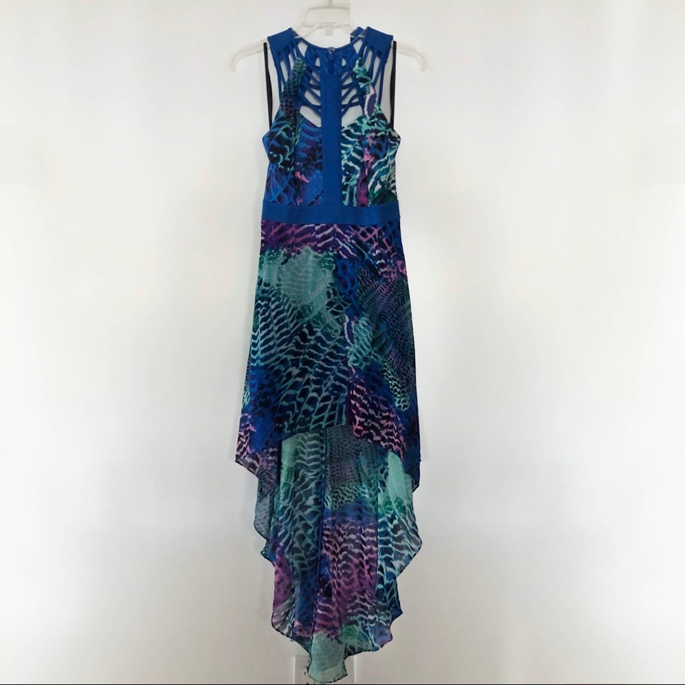 Bebe Maxi Dress - Blue Animal Print